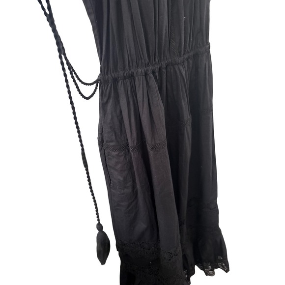 Ulla Johnson Black Cotton Eyelet Lace Flutter Sleeve Midi Dress Size 10 - Picture 3 of 6